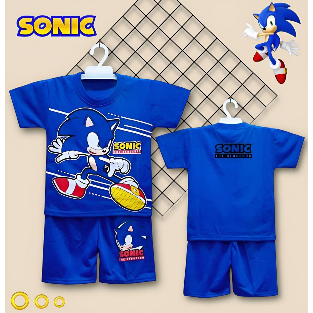 SETELAN BAJU SONIC + TOPI UNTUK ANAK 2-10 TAHUN BISA COD KE268