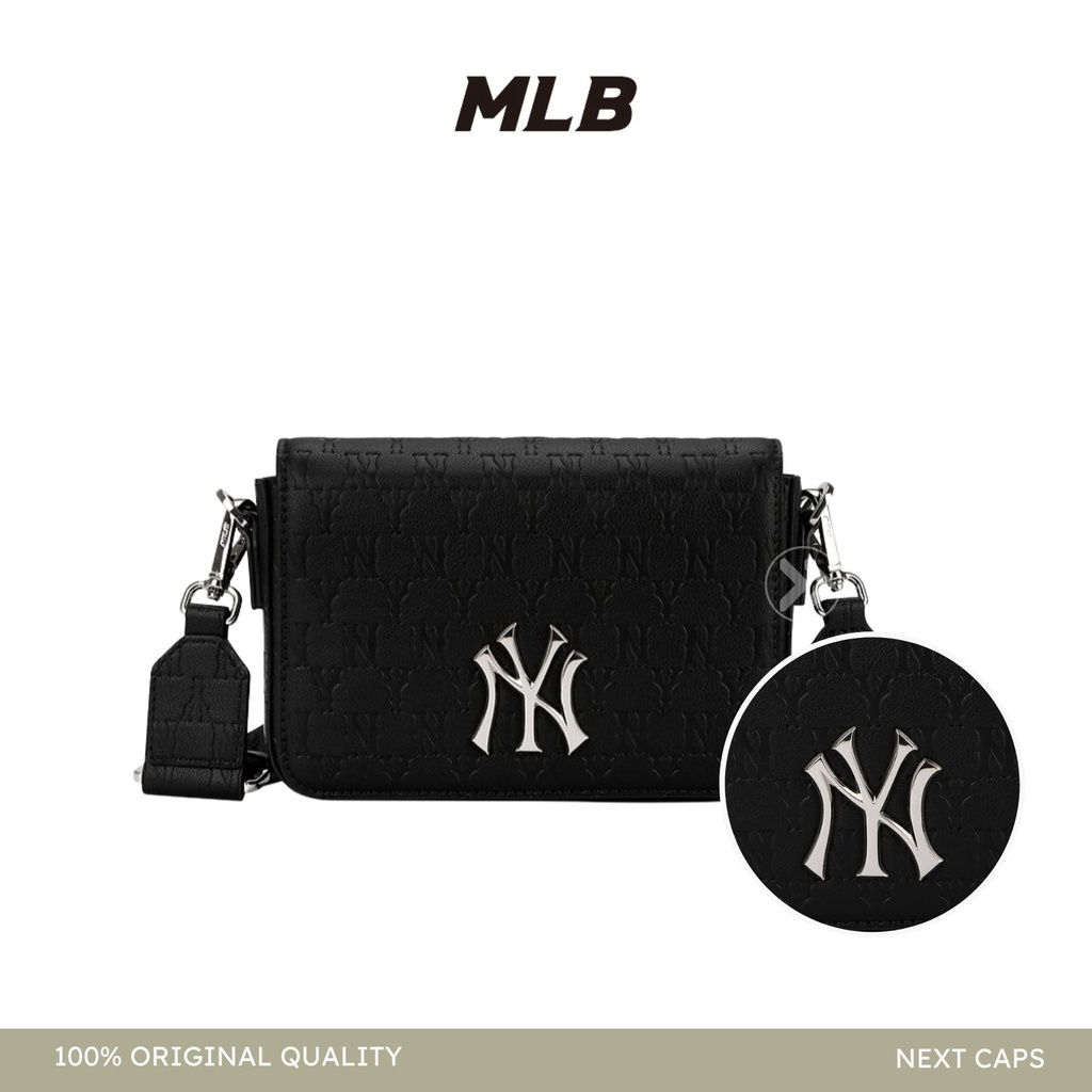 MLB NY Monogram Hoody Leather Crossbag - Tas Pria Wanita New York Yankees Kulit Import Korea Selebgr