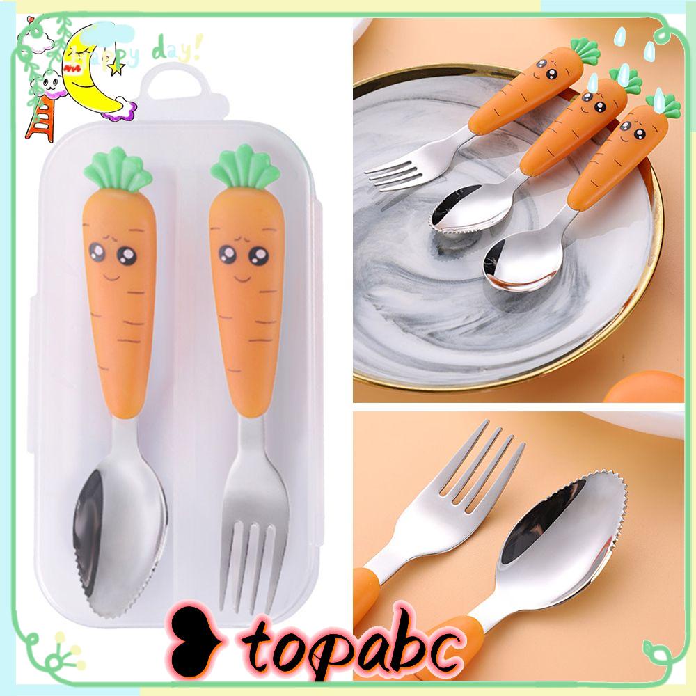 Top Peralatan Anak Kartun Wortel Sendok Garpu Set Bayi Sendok Garpu Bayi Gadget Balita Peralatan Makan