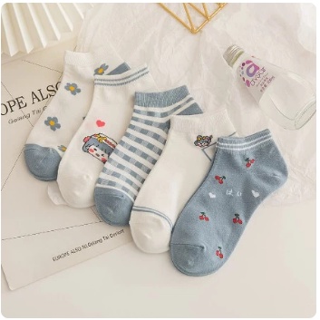 Kaos Kaki KS30 Kaos Kaki Wanita Motif Gadis Bunga Fashion Korea
