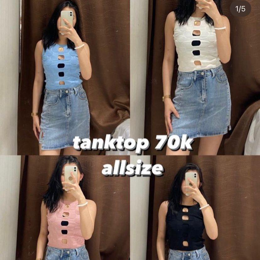 BIGMANGO Tank Top Wanita Sexy Daleman Rajut Wanita