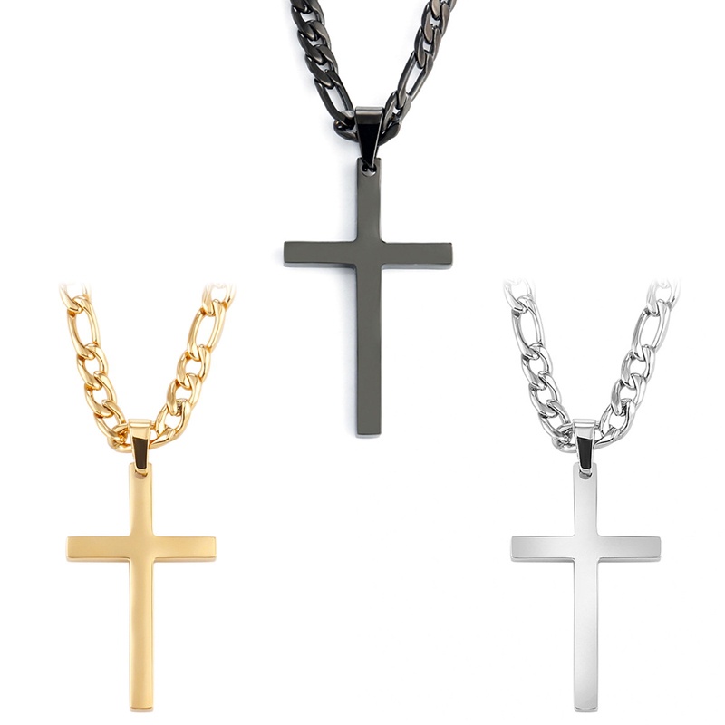 Kalung Liontin Salib Bahan Titanium Steel Untuk Wanita Dan Pria