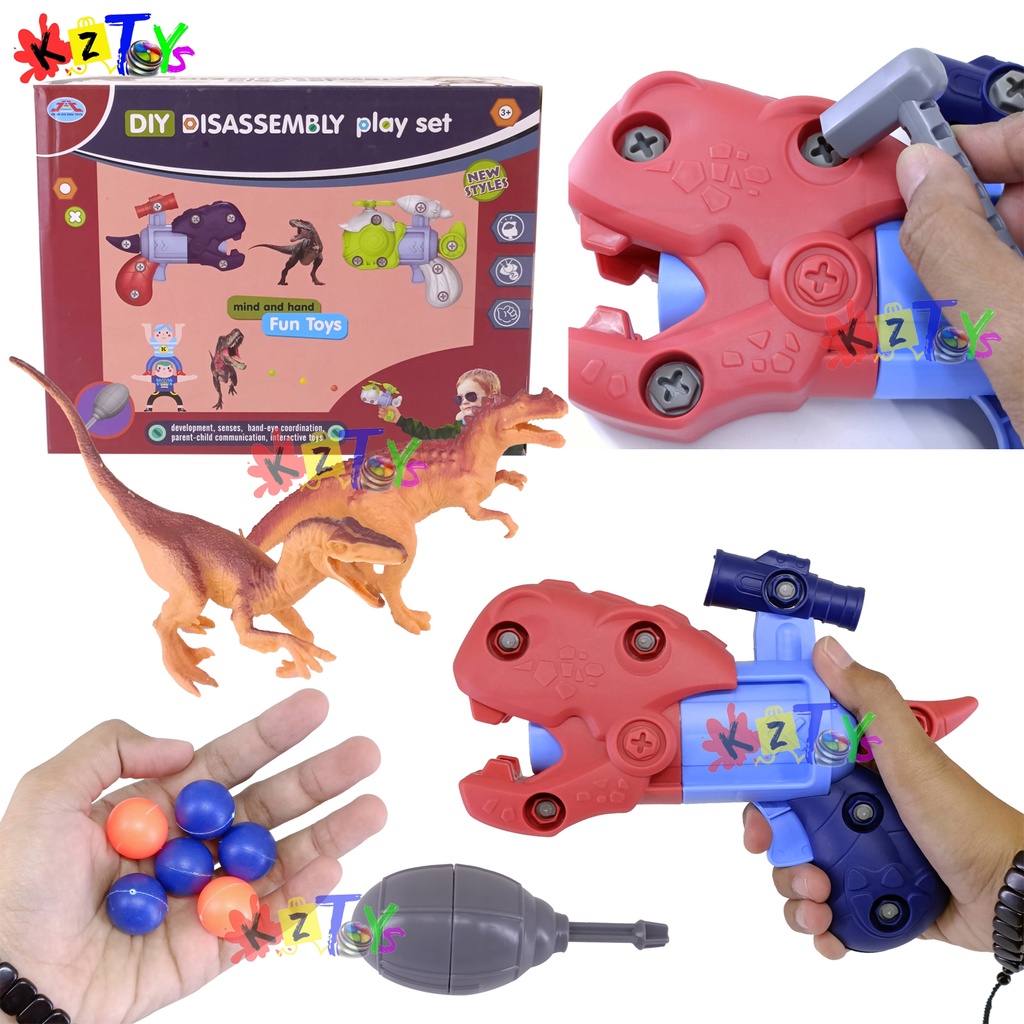 MAINAN PISTOL ANAK BONGKAR PASANG DIY TEMBAK-TEMBAKAN DINO PLAYSET