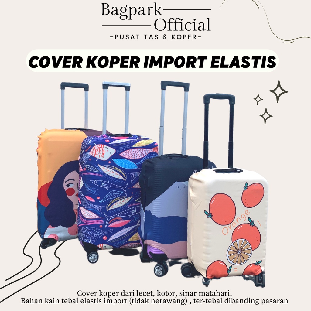 Cover Sarung Koper Pelindung Koper Elastic Luggage Cover Zipper Lock Elastis Bahan Kain Spandek Motif Simple Lucu Sarung Koper Elastis Premium Import Sarung Koper Kain