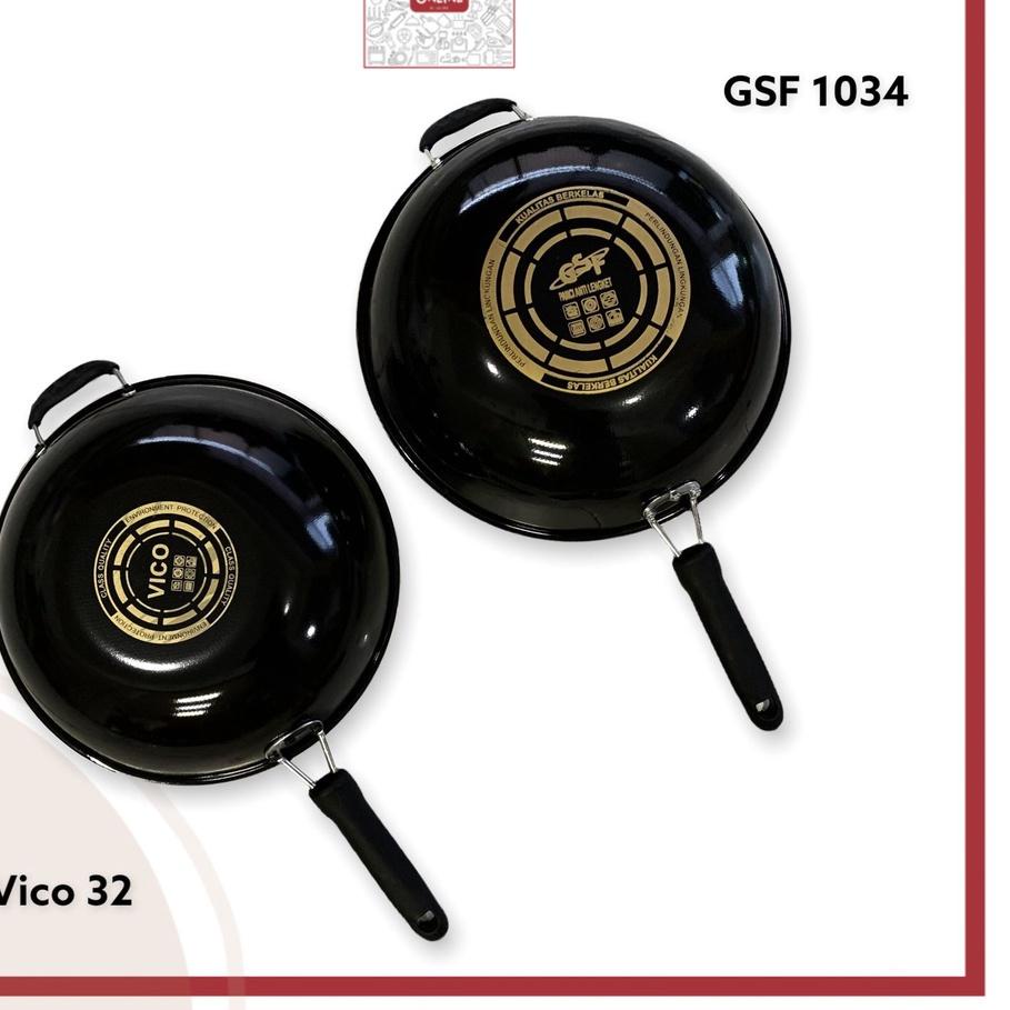 RESTOCK Wajan Enamel / Wajan Penggorengan Anti Lengket High Quality Gagang Kuping 32 cm 34 cm / Waja