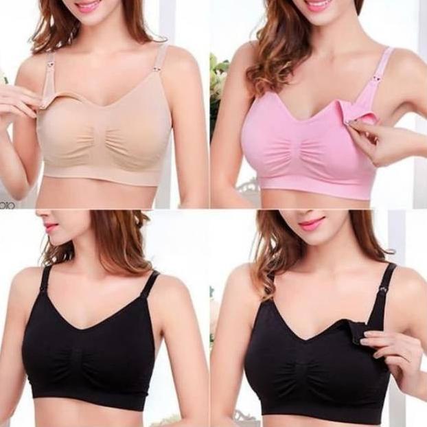 GENIE NURSING BRA - BRA MENYUSUI TANPA KAWAT KANCING DEPAN COTTON - Baju Menyusui Bahan Katun BH Men