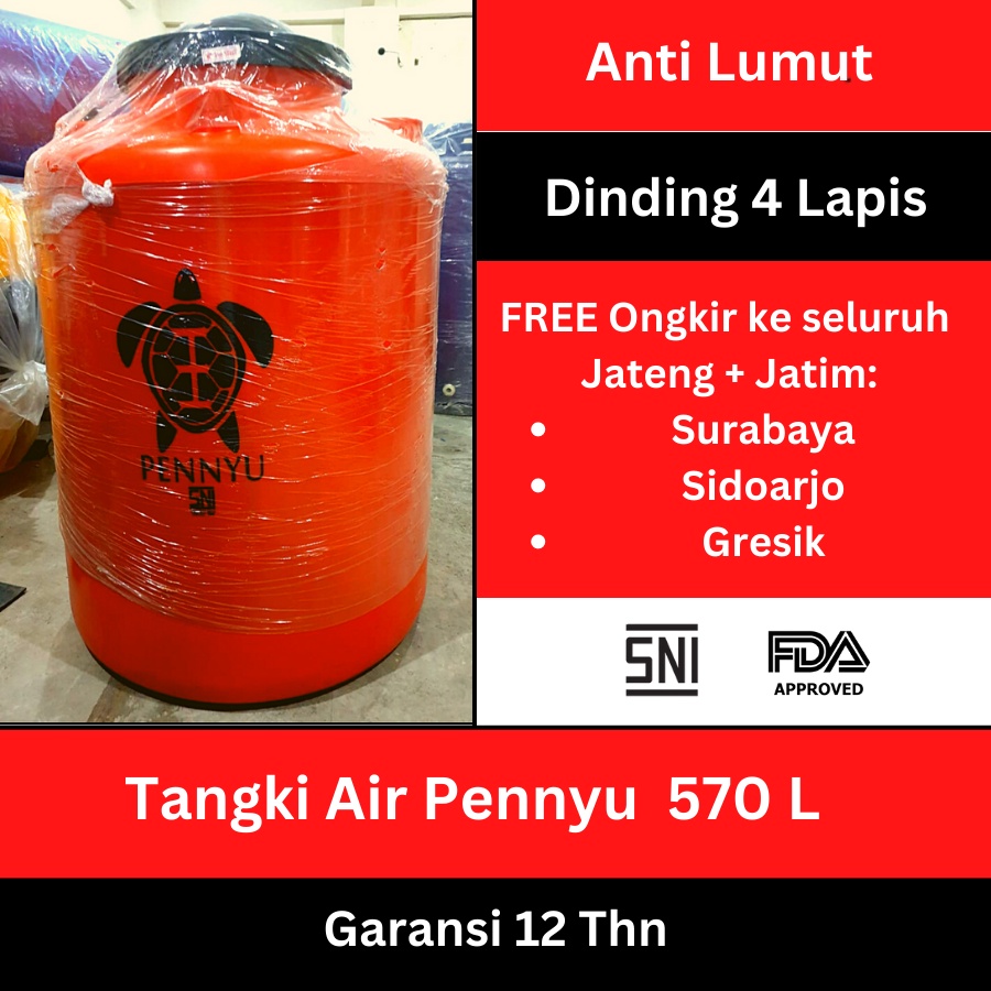 Tandon Tangki Toren Air Plastik Pennyu Penyu 500 Liter 570 Liter Anti Lumut Berkualitas Tandon Tangki Toren Air 500 Liter 570 Liter