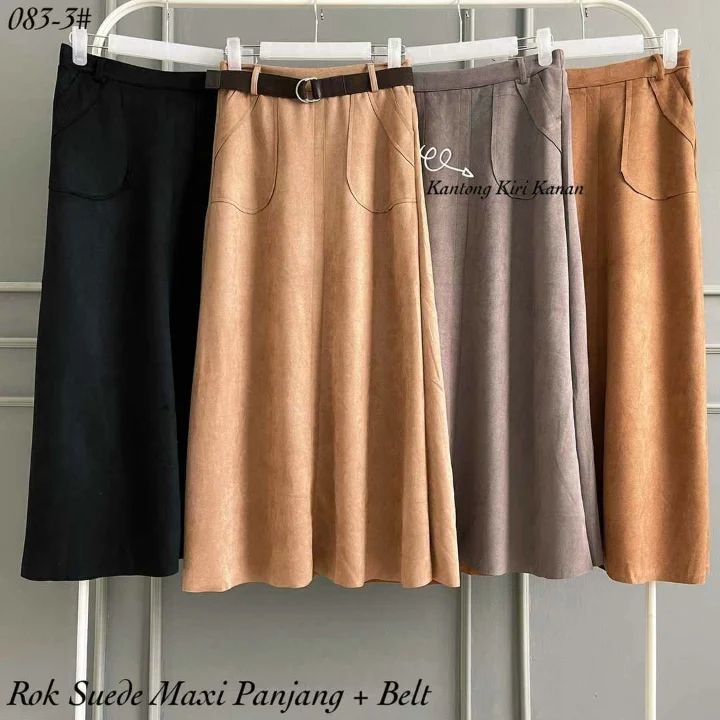 Rok Suede Maxi Panjang Plus Belt