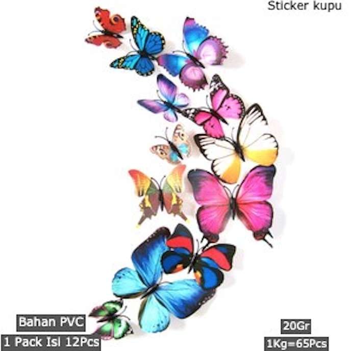 【GOGOMART】Stiker 12pcs Wall Sticker Tempelan Kupu Kupu 3D - Butterfly