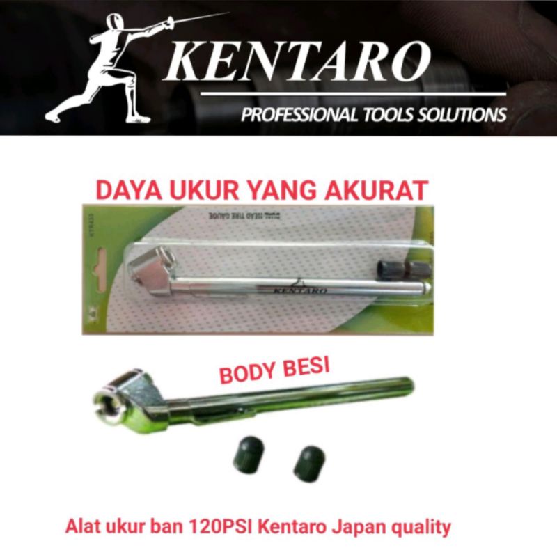 Alat ukur tekanan angin ban 120psi body besi KTR-433 Kentaro Japan quality