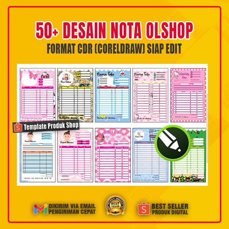 Jual Desain Template Nota Kwitansi Olshop Kekinian Format Cdr