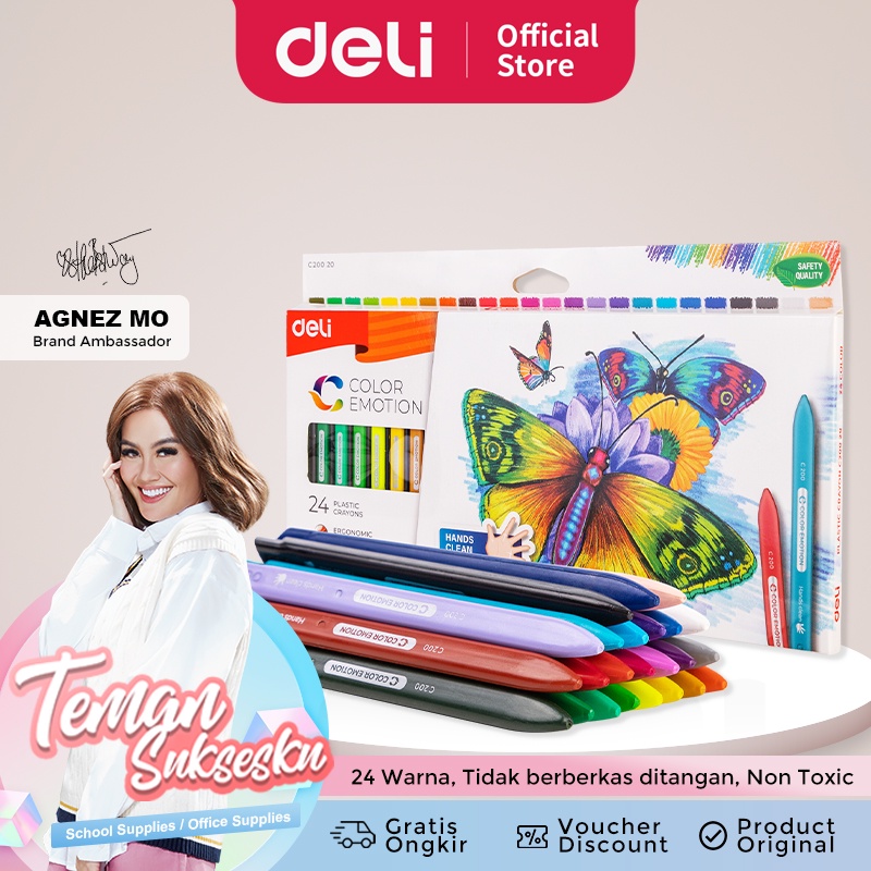 

Crayon plastic 24 warna Deli - kode EC20020