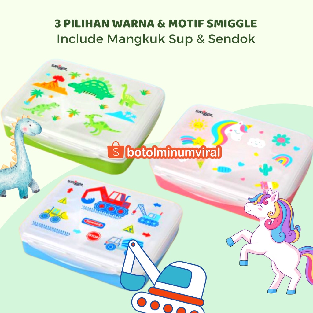 Smiggle Lunch Box 4 Sekat 1000ml Kotak Makan Anak Ada Tempat Sup Free Sendok