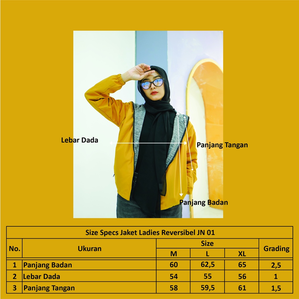 GOJINIEJEANS - JAKET REVERSIBLE MUSTARD