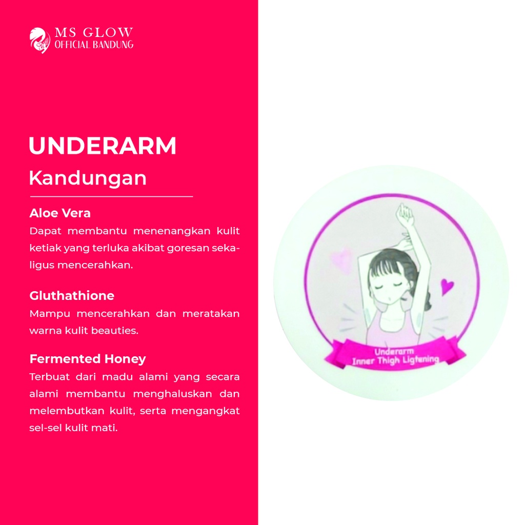 Underarm Cream MS GLow / Pemutih / Pencerah Ketiak Termurah Berkualitas By Msglowofficialbandung