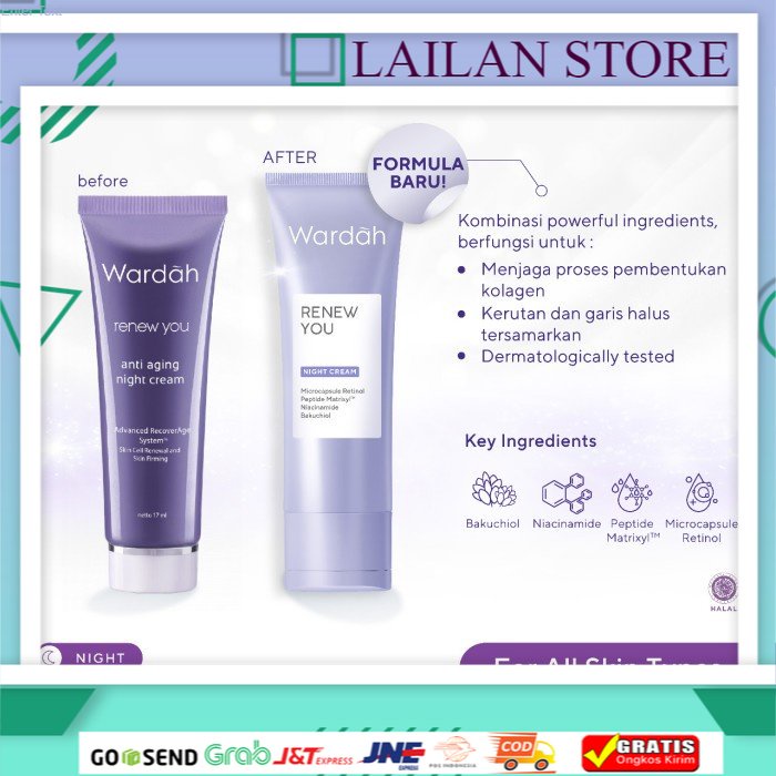 ~ LS ~ WARDAH RENEW YOU ANTI AGING NIGHT CREAM 17ML/ WARDAH ANTI AGING/ ANTI AGING