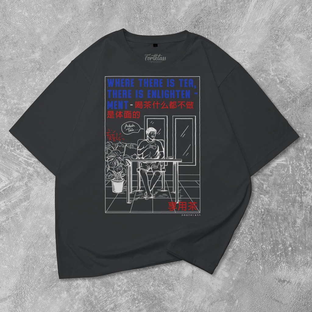 Fortglass Tea Kaos Oversize T-Shirt Cowok Premium