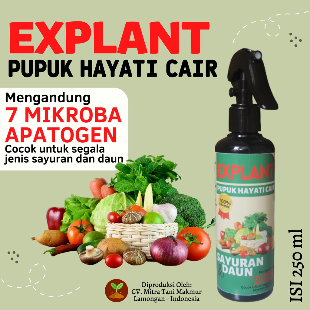 EXPLANT Pupuk Hayati Cair Spray Untuk Sayuran dan Daun - Pupuk Cair 500 ml - Pupuk Terbaik - Pupuk l
