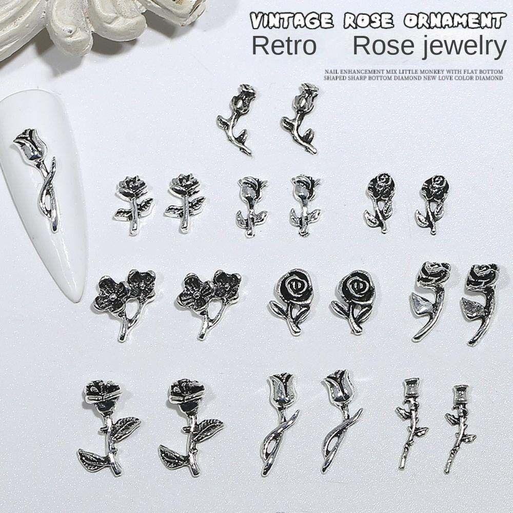 AUGUSTINA Agustina Rose Nail Art Dekorasi Aksesoris Manicure Jepang Hiasan Kuku Alloy 3D Nail Jewelry