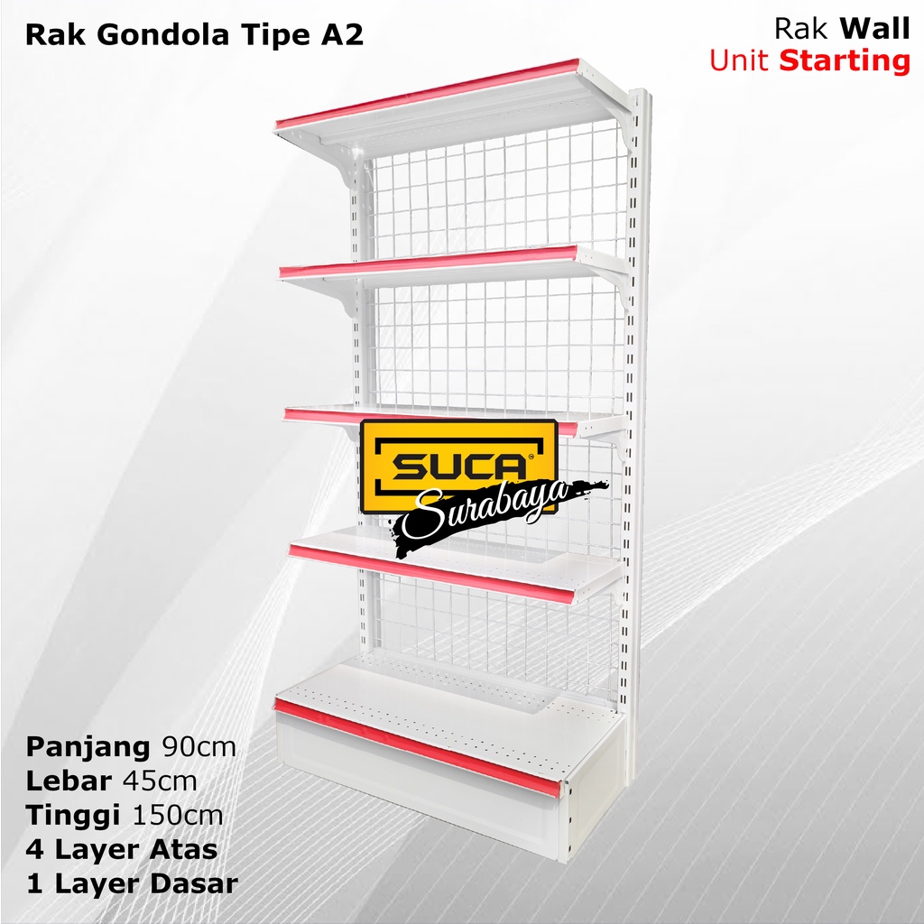 Rak Minimarket Wall Gondola T 1.5M 5 Hambalan (Start) - A2
