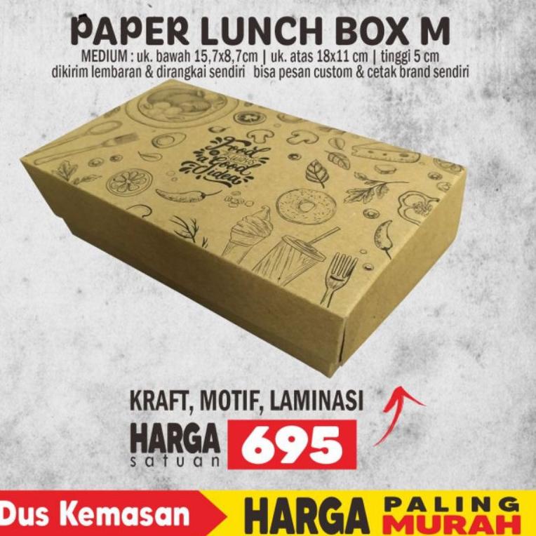 

wfi-26 Paper Lunch Box M Kraft Motif Laminasi (40pcs) ..,,.,,.,
