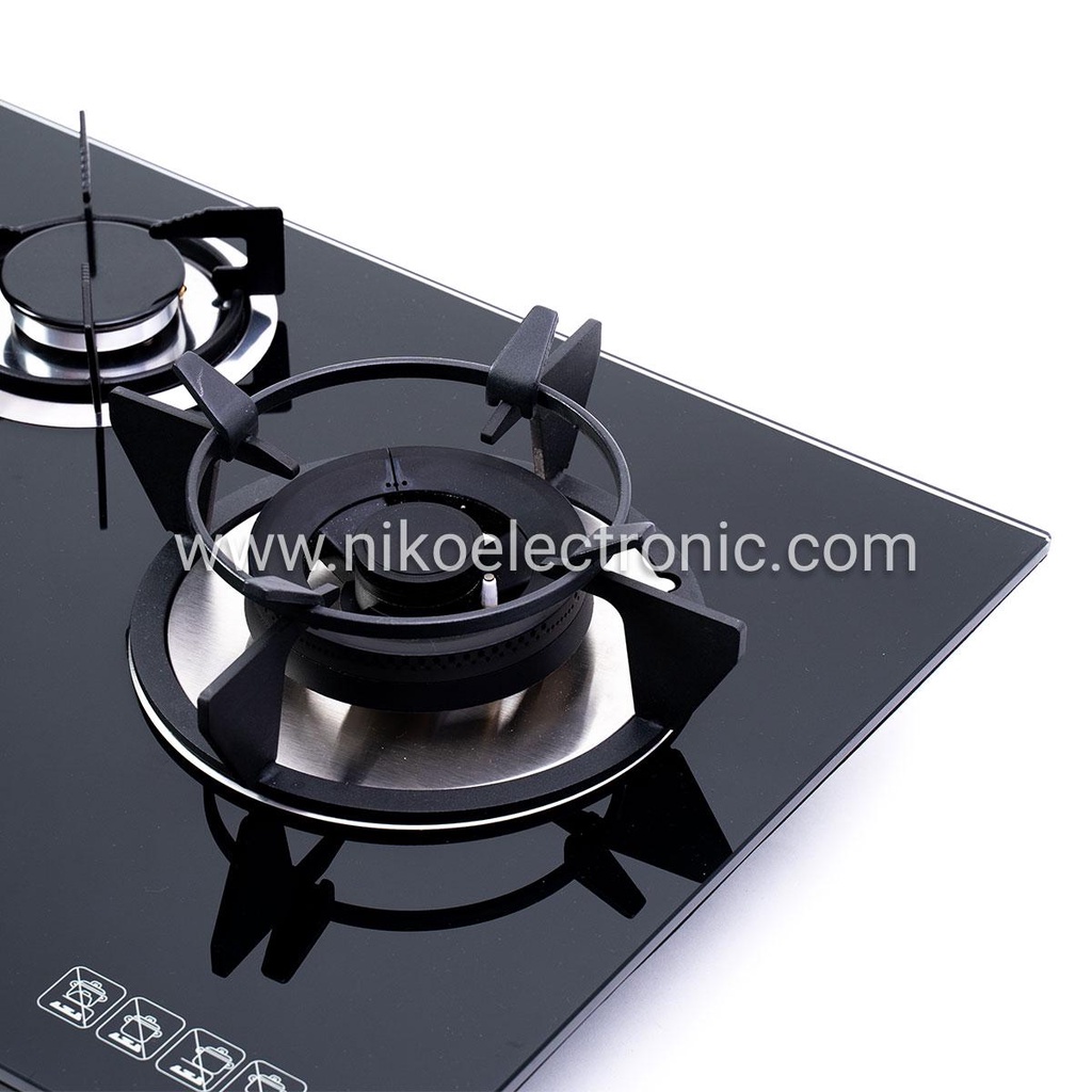 NIKO kompor Gas Kaca Tanam 3 Tungku Kokana 3.0 Black - Garansi Resmi 1 Tahun