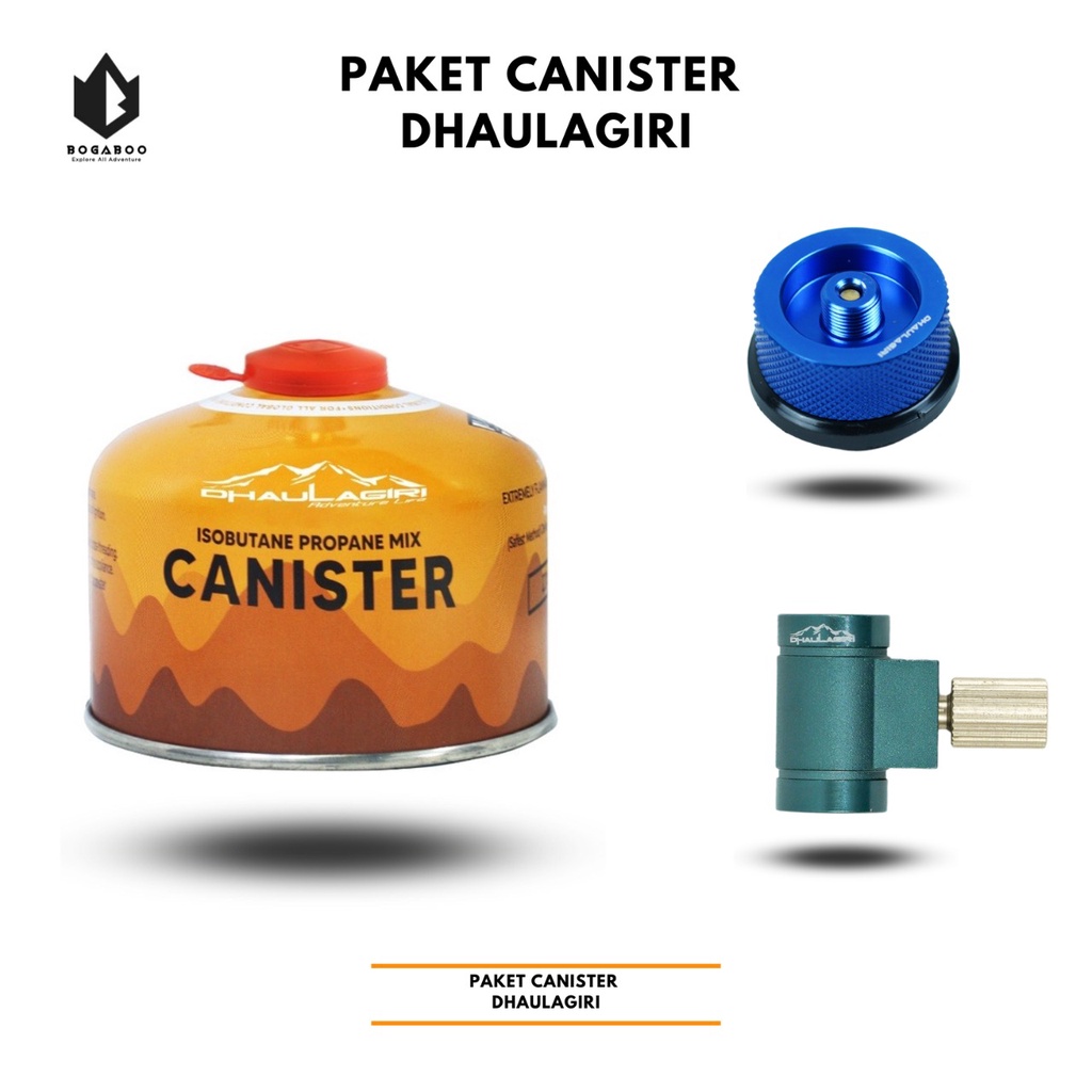 PAKET REFILL- TABUNG Canister Dhaulagiri 220 Gram + Konektor Dhaulagiri + Adaptor dhaulagiri