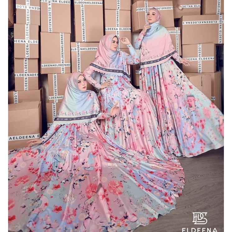 ELDENA MICHAN SYARI SET SEGI EMPAT UMBRELA GAMIS MUSLIM MOTIF