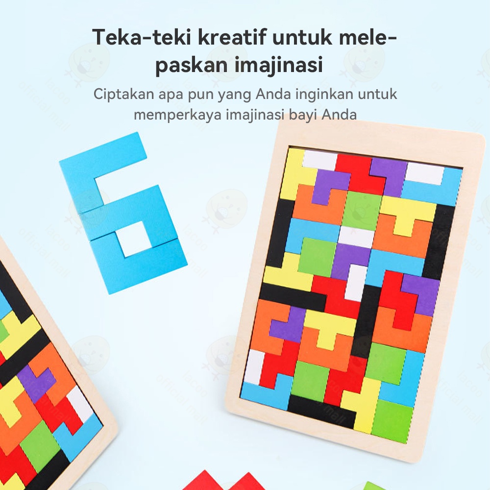 Poney Puzzle tetris kayu mainan edukasi tetris block toys Puzzle bentuk geometri