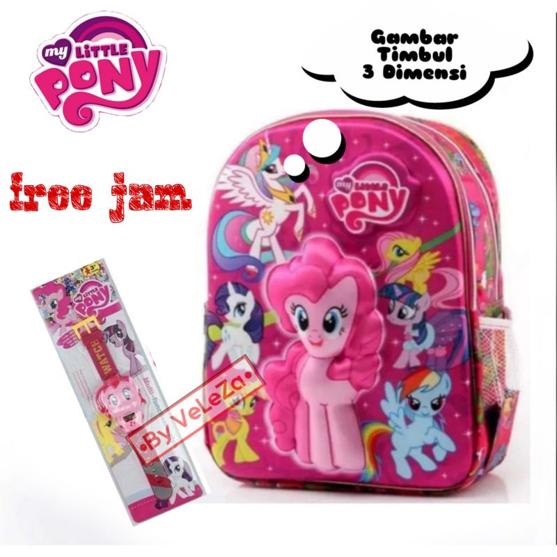 Tas Anak Ransel Sekolah SD Model Kuda pony free jam tangan karakter - tas anak