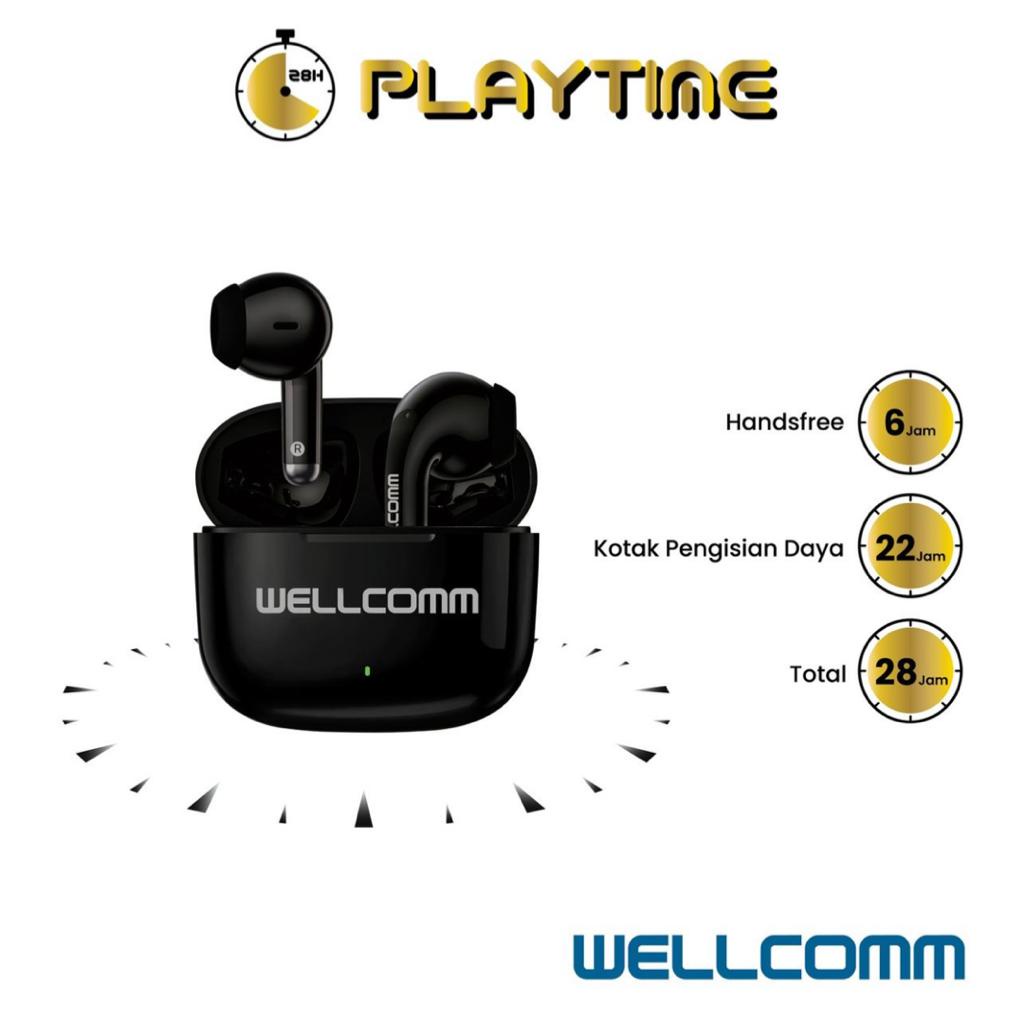 Headset Bluetooth Wellcomm W-001 TWS Earphone Extra Bass Original