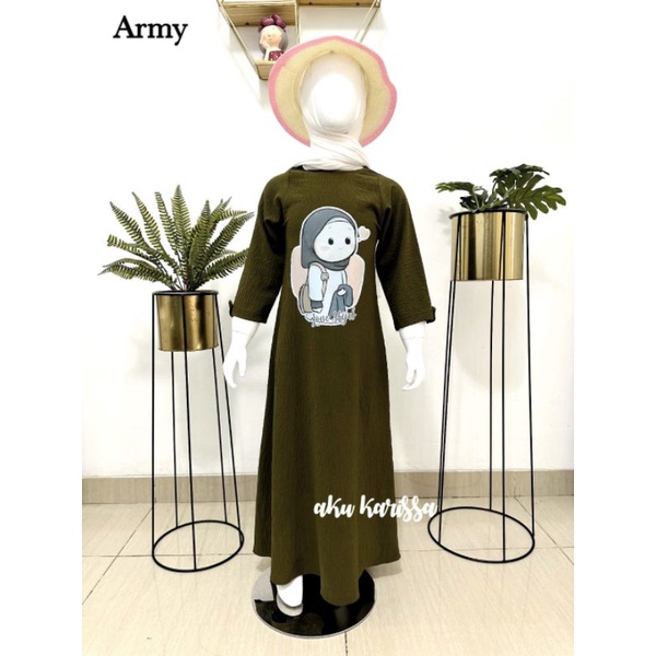 DRESS KIDS CRINGKLE ORI AKU KARISSA UMUR 6-12TH GAMIS ANAK TERBARU KEKINIAN
