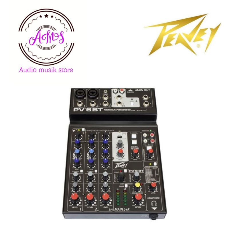 MIXER AUDIO PEAVEY PV 6BT/MIXER AUDIO BLUETOOTH PEAVEY PV6 BT/PEAVEY PV 6BT