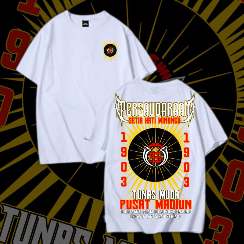 KAOS PSHW SH WINONGO PUTIH TUNAS MUDA PUSAT MADIUN MOTIF 3 DESAIN DISTRO KEKINIAN BAHAN COTTON COMBA