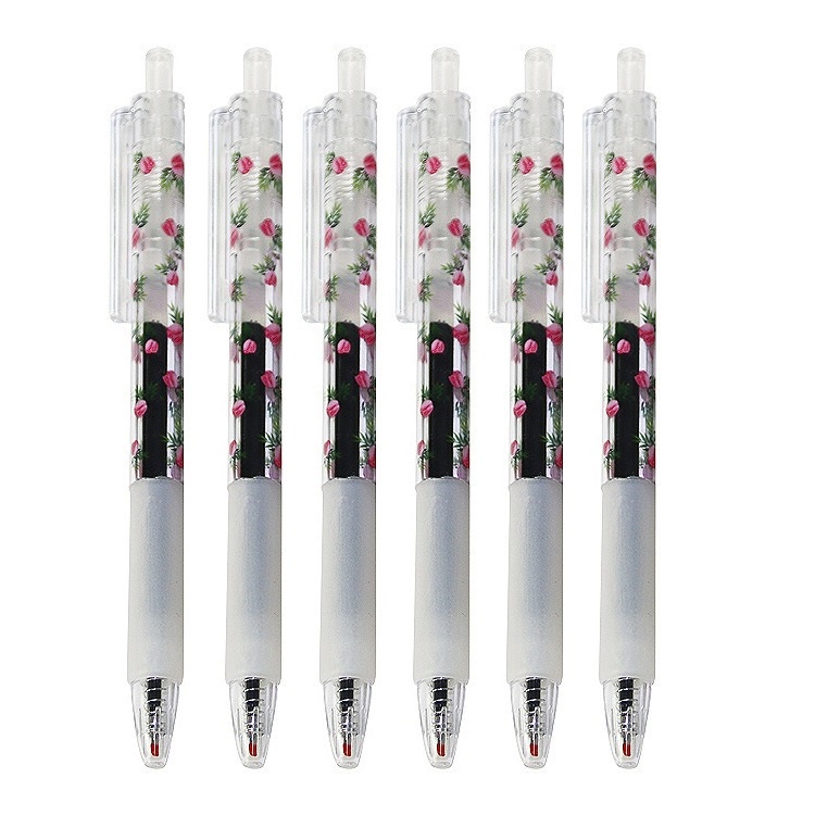 6pcs Pen Pena Pulpen Cetek Cetekan Gel Motif Bunga GM-ST0093