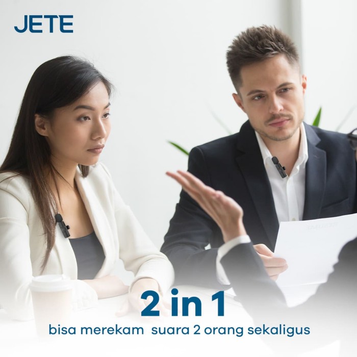 JETE CO1 2in1 Wireless Microphone Clip On - Garansi Resmi 2 Tahun