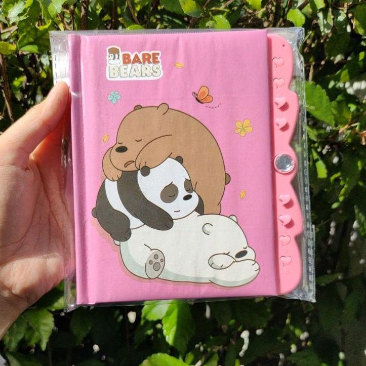 

((B-6-E ♥> Buku Diary WBB / We Bare Bear Kunci Kode Kecil Note Book Jurnal Lucu Unik super keren