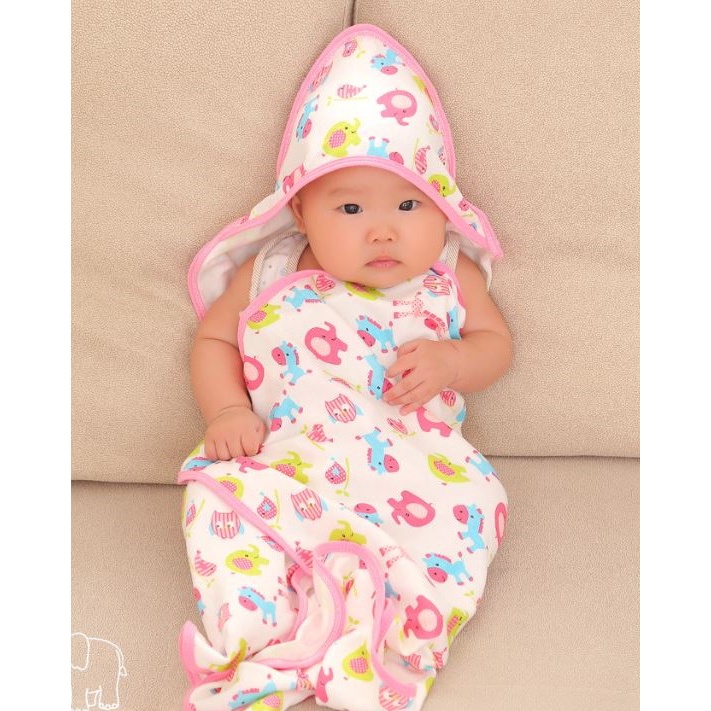 cod new bedong bayi hoodie selimut bayi topi newborn katun lembut blanket baby swaddle cotton