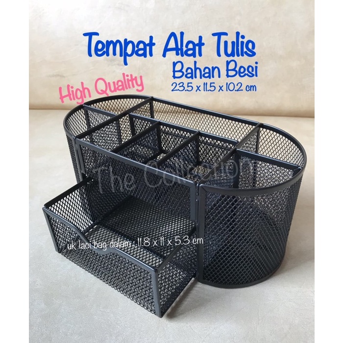 

EKSLUSIF ATK549TP OVAL Tempat Alat Tulis Besi with Drawer Desk Organizer Pensil Code 2058