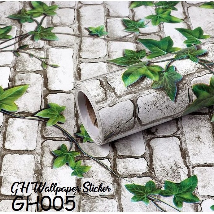 GSLE99 -WALLPAPER Stiker Dinding Motif Ukuran 45CM X 5Meter Tinggal Tempel wallpaper Daun Hijau -TERMURAH