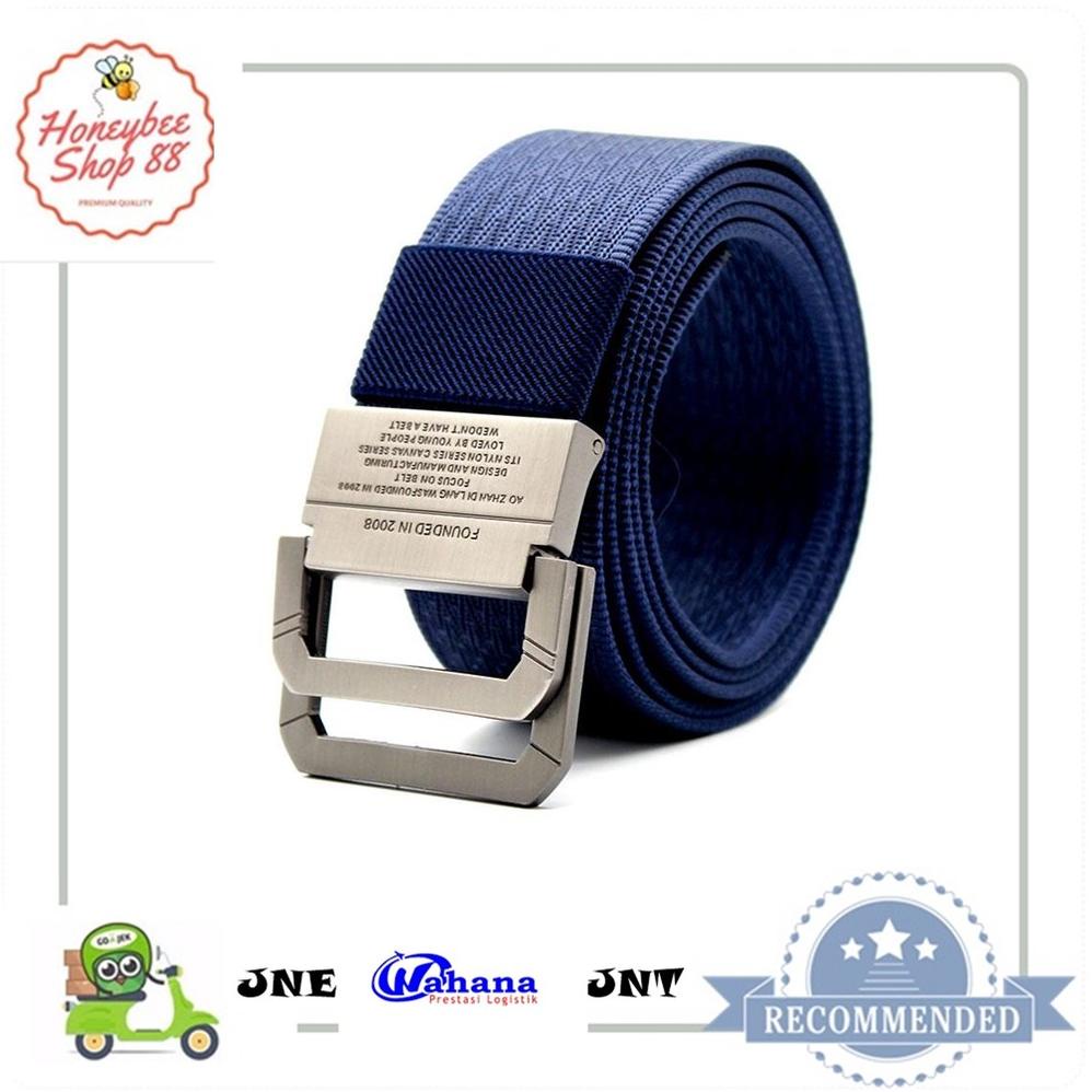Promo !!! [BISA COD] Tali Ikat Pinggang Pria Canvas Buckle Belt Keren Sabuk Cowok Murah Gesper Fashi