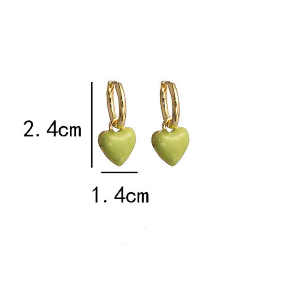 Anting Tetes Hati Enamel Hijau Putih Sederhana Untuk Wanita Elegan Warna Emas Cinta Persegi Menjuntai Earring Perhiasan Pesta