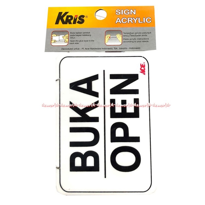 Kris Sign Acrylic Stiker Tanda Buka Open Dengan Rantai Sticker Bo;ak Balik Krisbow Ace Signed Akrelik Tebal Putih Anti  Air