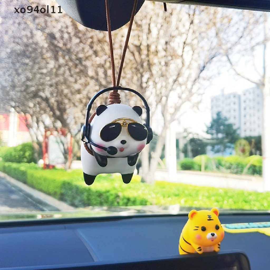 Xo Cute Hiasan Interior Mobil Liontin Macan/Panda Dengan Kacamata Dan Earphone OL