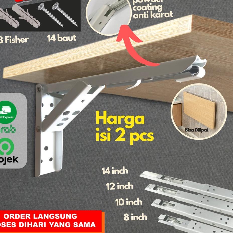 Engsel Meja Lipat Dinding Siku Lipat Meja Dinding Siku Meja Lipat bracket meja 65Kg 2pcs