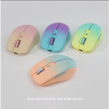 ITSTORE Optical Mouse Wireless Bluetooth Rexus QB200 On/Off Recharger Skies Silent Click Mouse LED