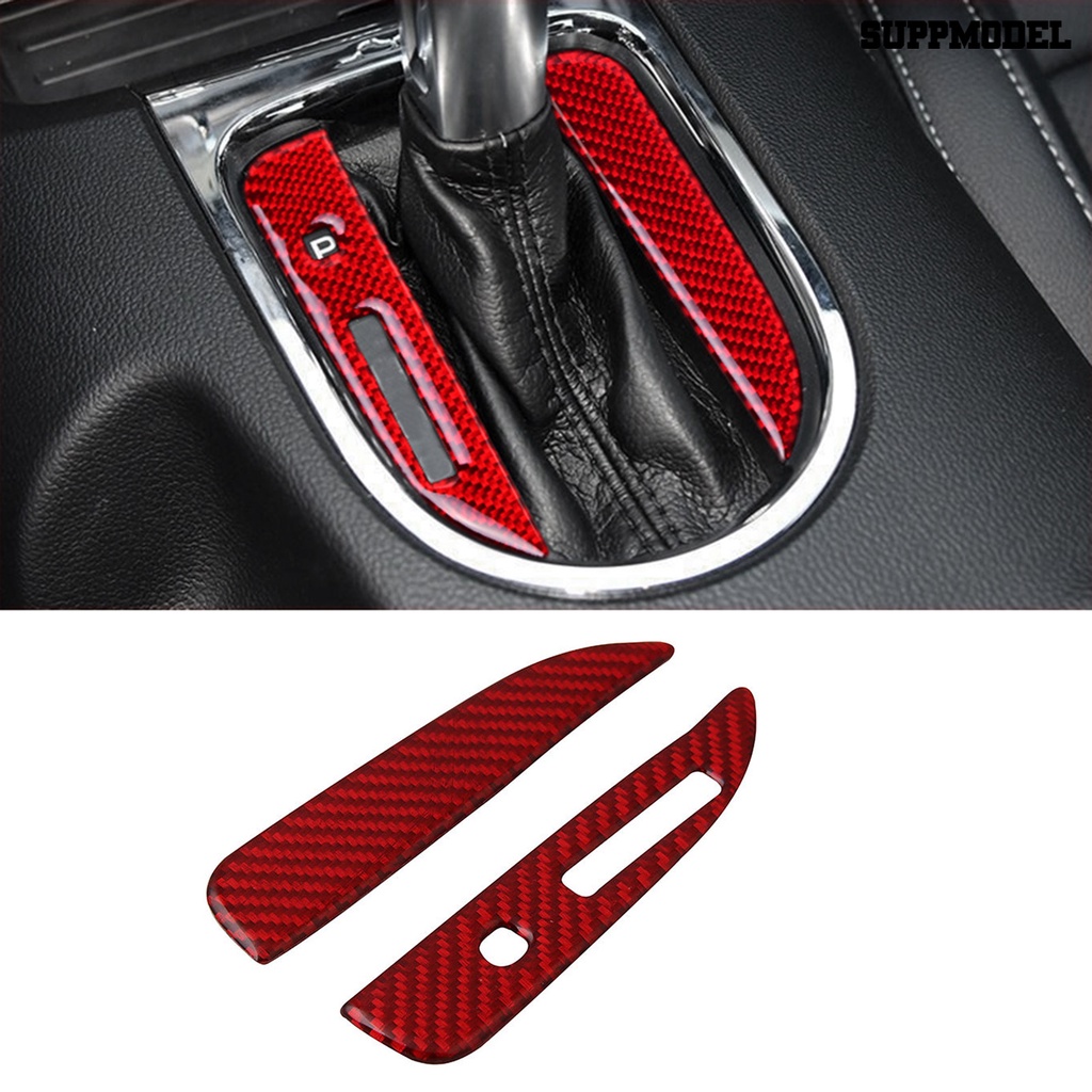 [Dekorasi] 4pcs Anti Gores Perekat Diri Serat Karbon Pusat Konsol Gear Shift Frame Cover Trim Stiker Untuk Ford Mustang