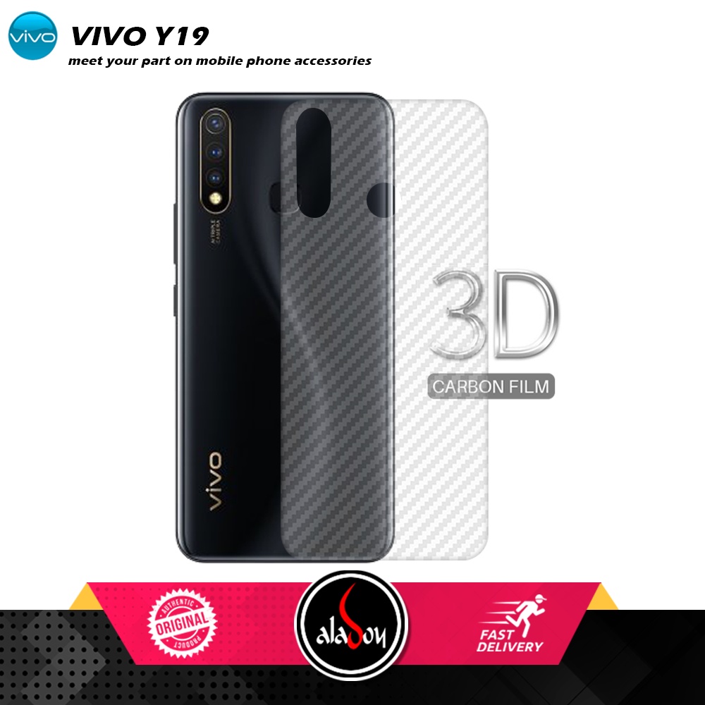 Tempered Glass Anti SPY Vivo Y19 Anti Gores Privacy + Tempered Glass kamera dan Skin Carbon