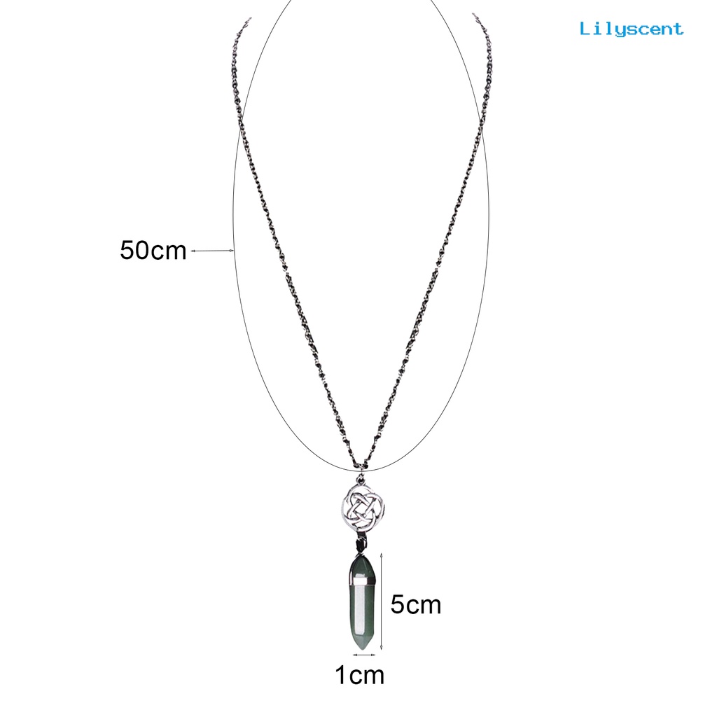 [LS]Pendant Necklace Kalung Bentuk Prisma Hexagonal Batu Anti Luntur Ramah Kulit Untuk Wanita