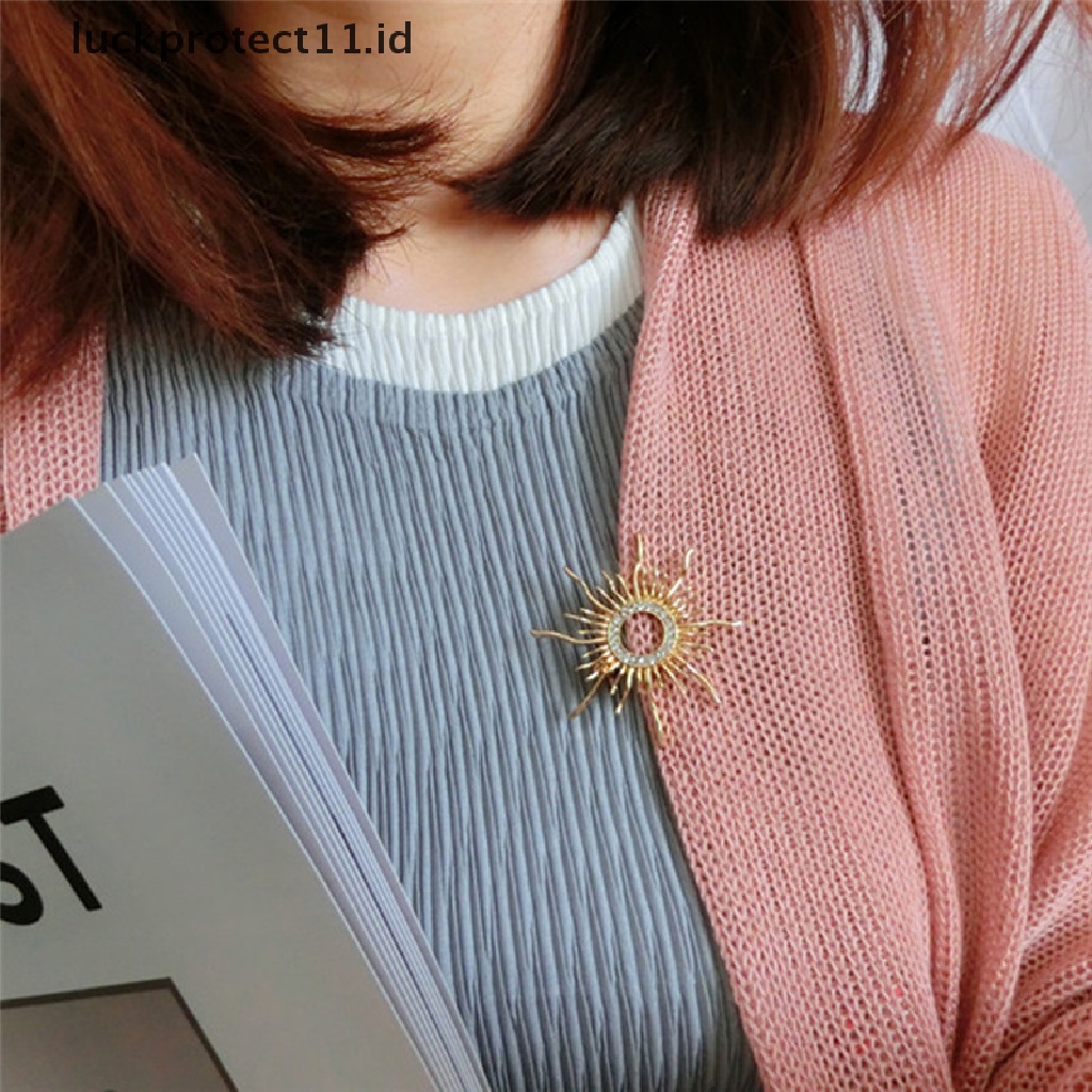 /Fashion Hot// Fashion// Enamel Matahari Bros Pin Wanita Berlian Imitasi Kristal Syal Mantel Bros Weeding Perhiasan.